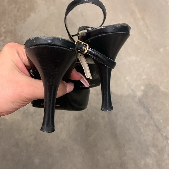 Nine West genuine leather pointy toe kitten sling back heels - Picture 3 of 5